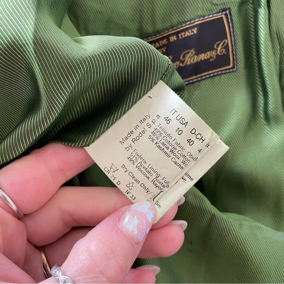 Cinzia Rocca Loro Piana Green Wool Blend Rabbit Fur Collar Toggle Jacket EUC 10 - Picture 10 of 13